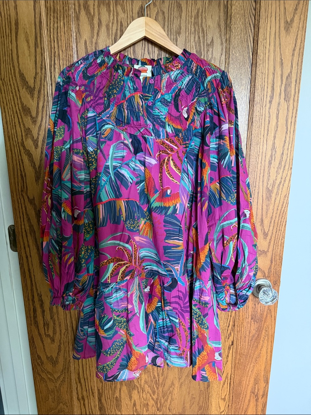 FARM Rio Pink Tropical Print Mini Dress